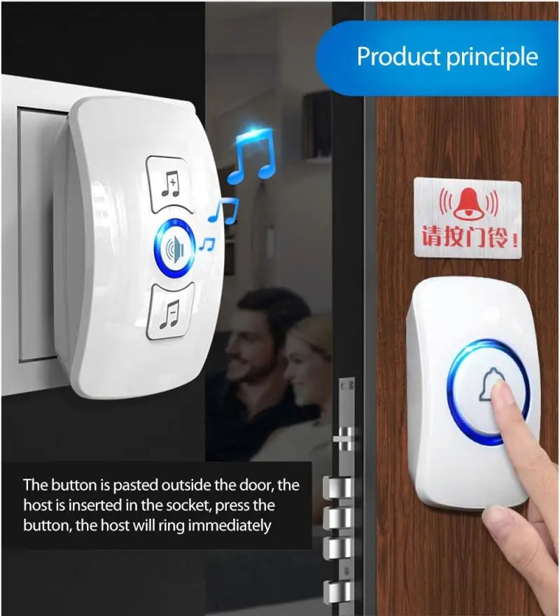 aiphone video intercom Wireless Doorbell Home Smart Music Plug-in Doorbell Elderly Pager With Battery F51 Volume Adjustable In Four Levels Dropshipping video entry system