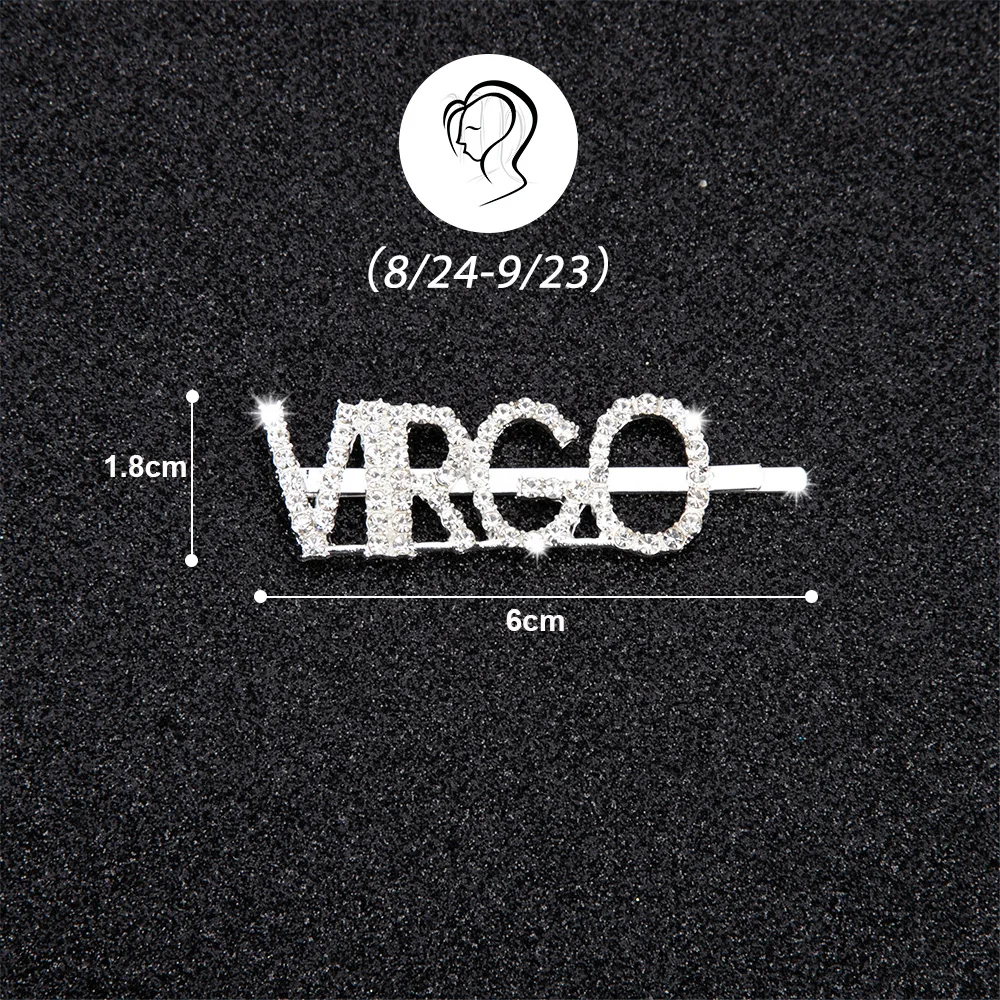 Virgo 1 шт. блестящие заколки для волос с надписью Созвездие для девочек, стразы с кристаллами, заколка для волос для женщин, инструмент для укладки волос, аксессуары для волос с бриллиантами - Цвет: Virgo