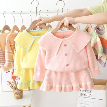 

LZH Kids Clothes 2020 Autumn Winter Baby Girls Clothes Knitting Sweater Skirts 2Pcs Outfit Suit Children Clothing For Girls Sets