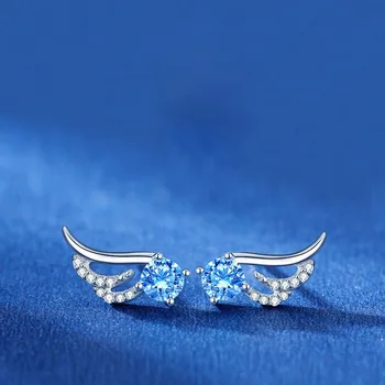 

FUN-BEAUTY Fashion S925 Sterling Silver Angel Wing Stud Earrings Small and Simple Earrings New Trendy Wild Stud Earrings