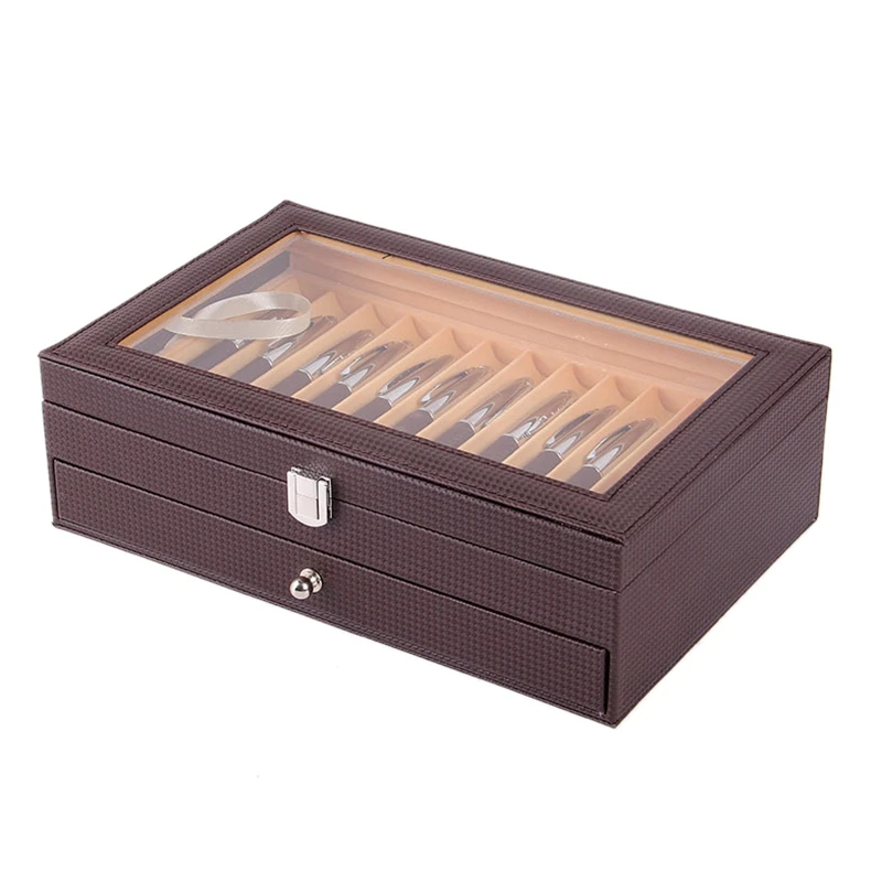 24 ручка фонтан выставочный деревянный футляр держатель деревянная коробка для ручек органайзер для хранения коробка - Цвет: Brown