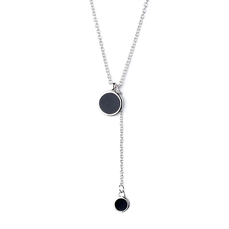 

Ancient Cat Ning South Korea Normcore Style Black And White with Pattern Oil Drop Geometry Circle Choker Women's Short Tassels P