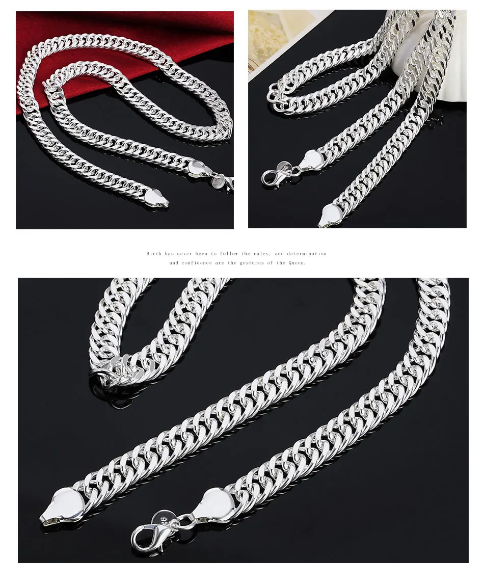 925 Silver 10MM 20/24 Inches Necklaces Chain For Men Silver Necklace Jewelry cartier ring