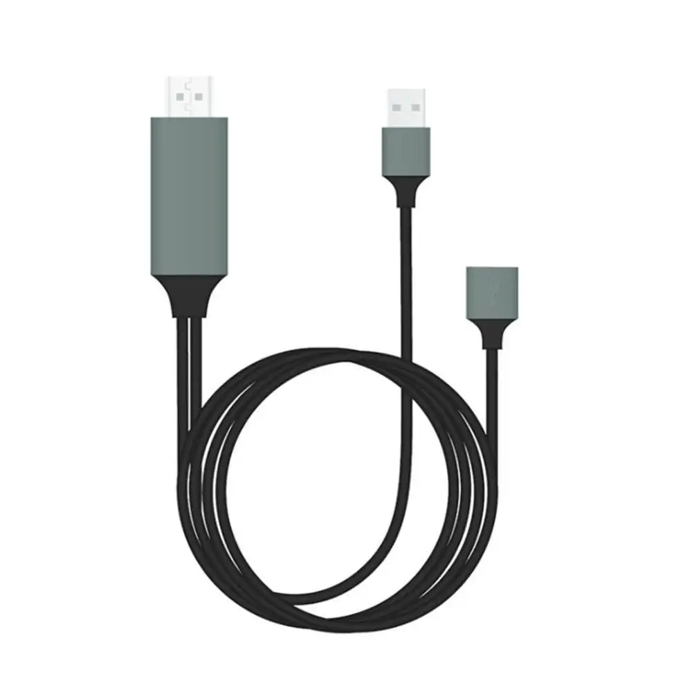 Серый Универсальный зеркальный кабель HDMI телефон к телевизору HD tv 1080p для iPhone/iPad/Android HDMI type-C адаптер D3R7 - Цвет: Серый