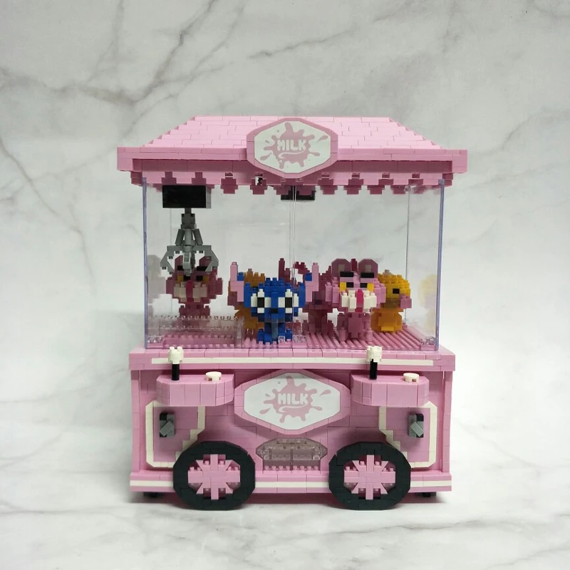 ZRK Clip Doll Machine Pink Panther Stitch Diamond Mini Building Nano Blocks Toy