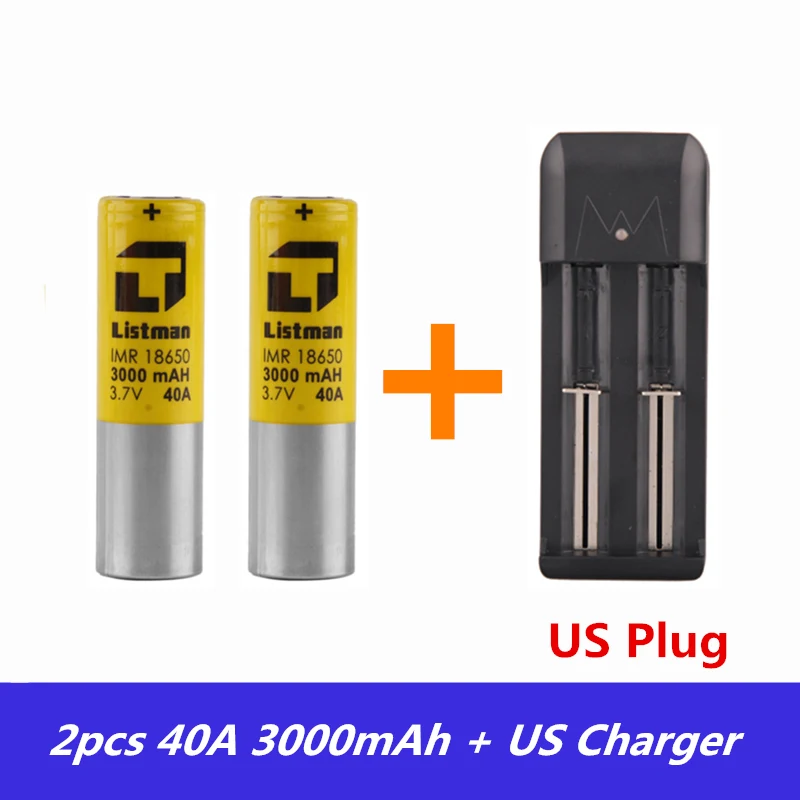 Package D Listman IMR 18650 Аккумулятор для электронной сигареты 3,7 V 40A 3000mAh литий-ионный аккумулятор 18650 Vape батарея - Цвет: Package D