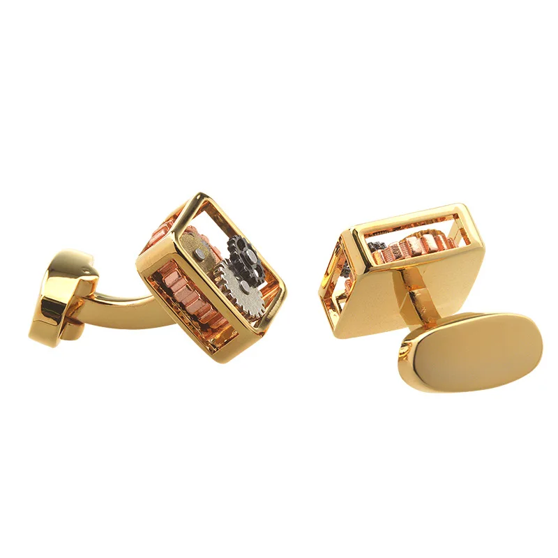 Hot Sales Square Steampunk Gear Cufflinks For Mens Lepton Watch Mechanism Gear Cufflinks Fashion Men Groom wedding cufflink