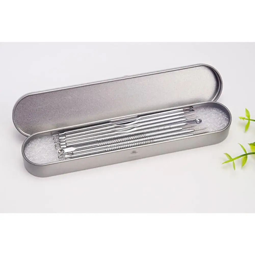 HobbyLane Stainless Steel Removers Suit Double-end Acne Needle Hemorrhoids Needle Blackheads Removal Cosmetic Tools Kit 12.5CM