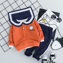 HYLKIDHUOSE/ г.; осенняя одежда для маленьких мальчиков и девочек; комплекты одежды для малышей; футболка с отворотом; брюки; Детский Повседневный костюм