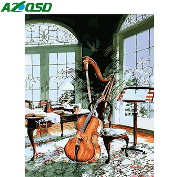 

AZQSD Paint By Number Guitar DIY Unframe Acrylic Paint Decoration Coloring By Numbers Music 40X50cm Wall Art Handmade Gift