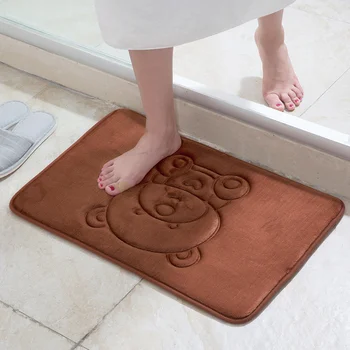 

Zeroomade Cartoon Bear Thicken Flannel Bathroom Mat Home Floor Toilet Absorbent Carpets Memory Foam Bath Rugs Non-slip Bath Mats