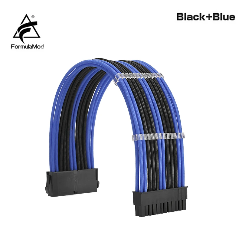 FormulaMod Fm-N24P ATX 24Pin Power Extension Cable For Motherboard 24 Pin 18AWG Combination Color Cables With Cable Comb