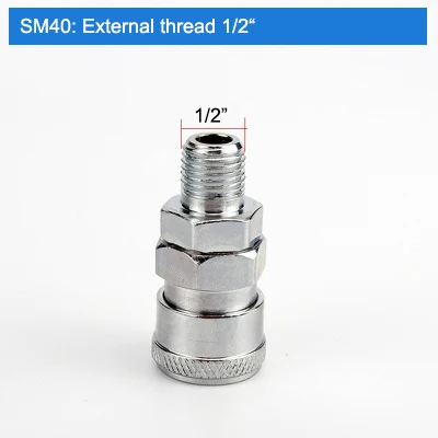 PP40 SP40 PF40 SF40 PH40 SH40 PM40 SM40 Пневматический фитинг C Тип быстродействующего соединителя муфта высокого давления работа на воздушном Компрессоре - Цвет: SM40