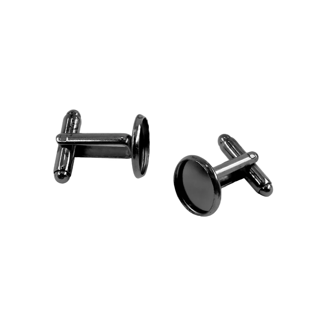10 pcs Antiqued Bronze Black Gold 12mm Round Blank Settings Cuff Links Findings DIY Projects