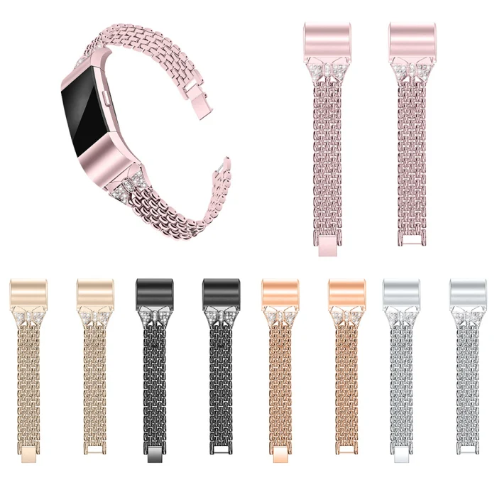 Замена браслет металлические стразы часы с бантом ремешок для FitbitCharge 2 FKU66