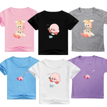 

Kids Kawaii Kirby T Shirts Children Cotton Short-sleeved Anime T-shirts Baby Toddler Cartoon Tee Tops Summer O-Neck Clothing