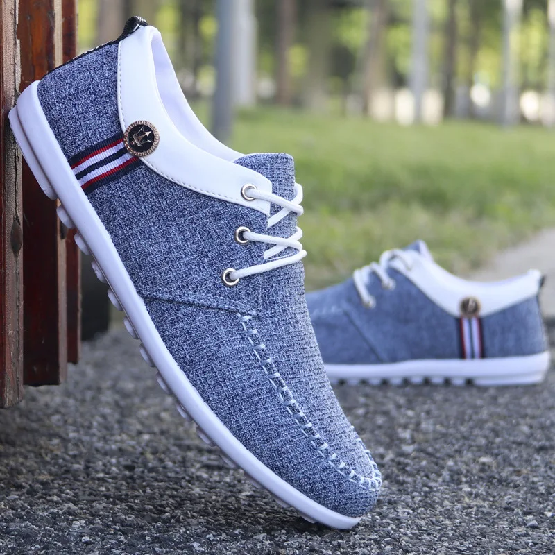 Zapatos informales de lona ligeros para hombre, zapatillas de deporte masculinas de superficie de lino, suela suave, calzado de conducción, mocasines, novedad de 2021