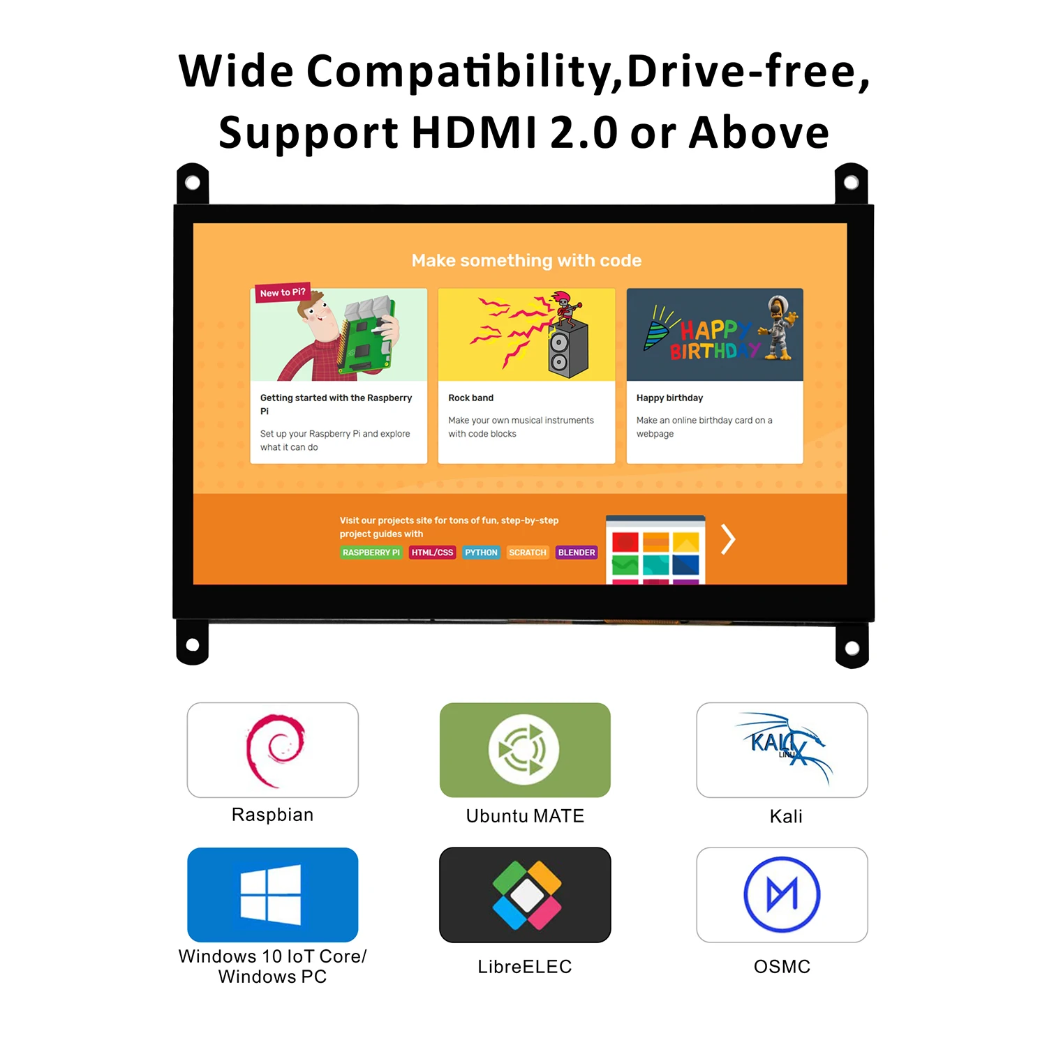OSOYOO 7 дюймов DSI Сенсорный экран ЖК-дисплей Дисплей 800x480 для Raspberry Pi 3, 4 года 3B+ 2