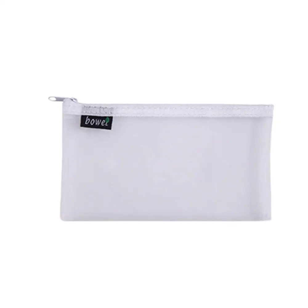 4 Colors Mesh Zipper Bag School Supplies Student Stationery Pencil Case Office Supplies Simple Clear Pencil Pen Storage Bags - Цвет: White