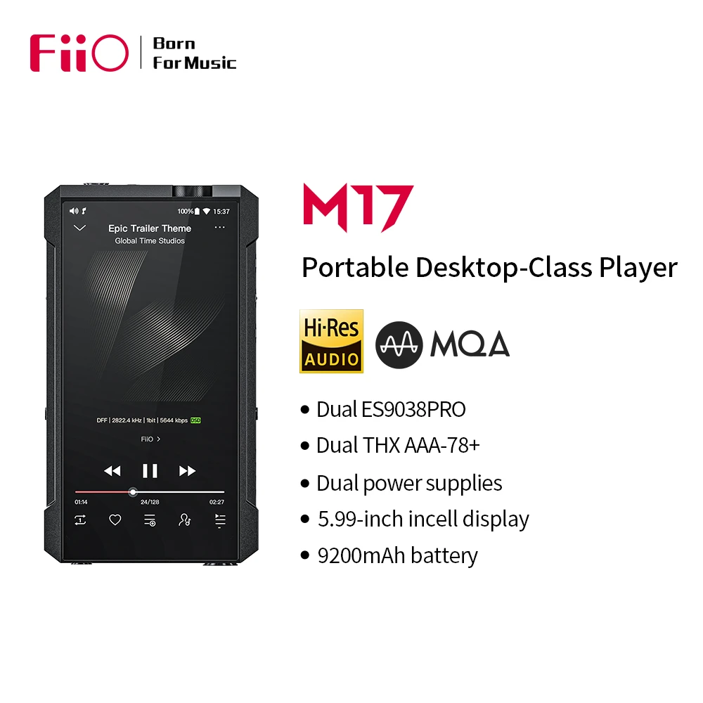 FiiO M17 Desktop-Class with Dual ES9038PRO/Android 10 5.99inch/THXAAA-78+ Music Player samsung mp3 player