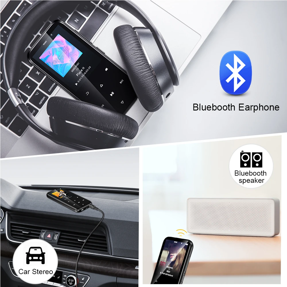 Портативный MP3 плеер Walkman с Bluetooth HiFi музыкальный плеер динамик сенсорная кнопка воспроизводитель Mp3 аудио радио встроенный 16 Гб