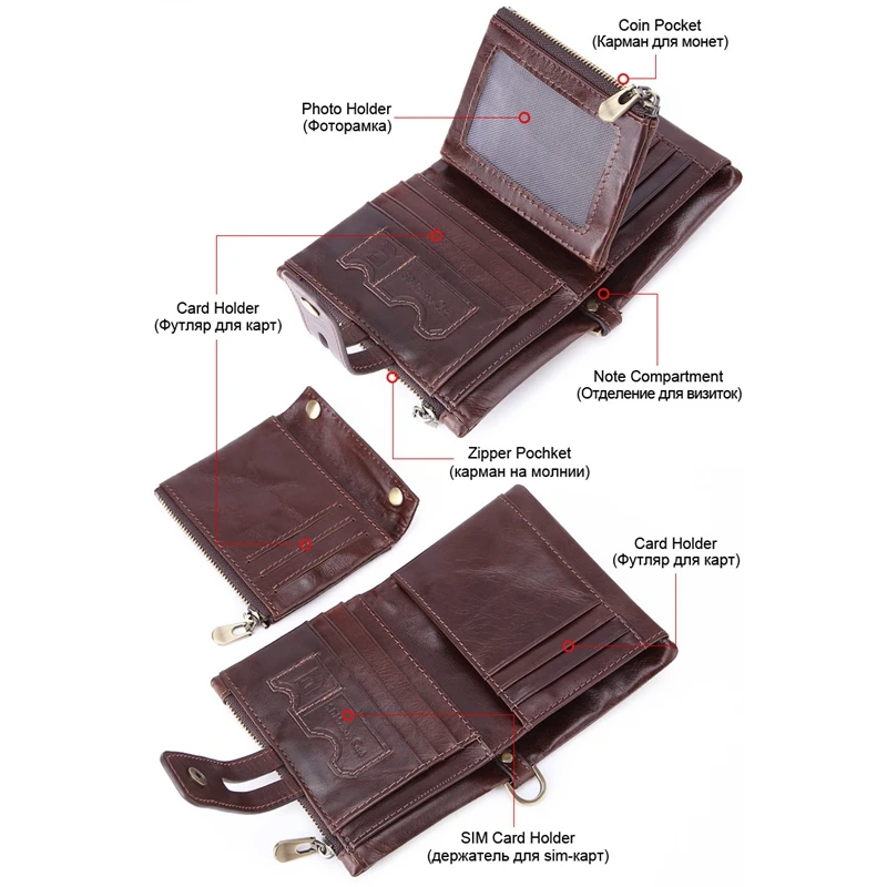 ABDB-MISFITS Мужская модная деловая Повседневная мульти-карта небольшой кожаный бумажник на молнии сумка для карт кошелек