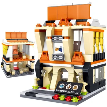 

City Architecture 6 IN 1 Street View Watch Store Bricks Creator Jade Jewelr Shop House Model DIY Building Block Toy for Children