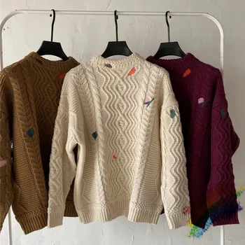 

Loose Adererror Sweater Men Women Heavy Fabric Embroidery Blue Ader Error Sweaters High-quality Crewneck Ader Error Sweater