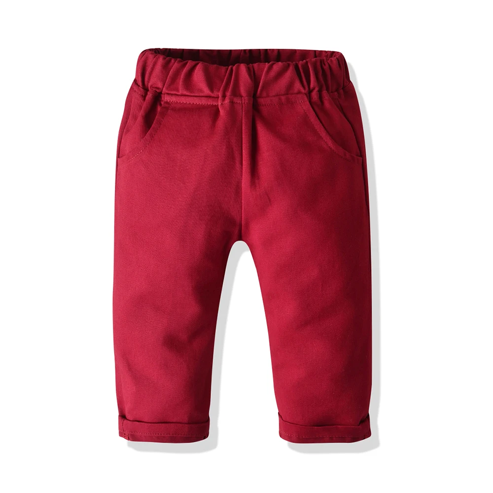 Colete com Vestido de Camisa Colete e Calças Presente de Aniversário Roupa Formal Terno Menino 4-set Pedaço Gravata Vermelho Branco 1t 2t 5t Kid 7 Mamãe e Bebê