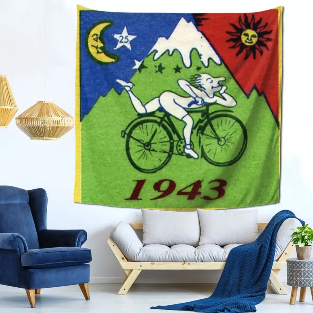 Tapiz de día de bicicleta, manta de decoración de pared, Blotter de ácido, tapices de fiesta, decoración del hogar de poliéster
