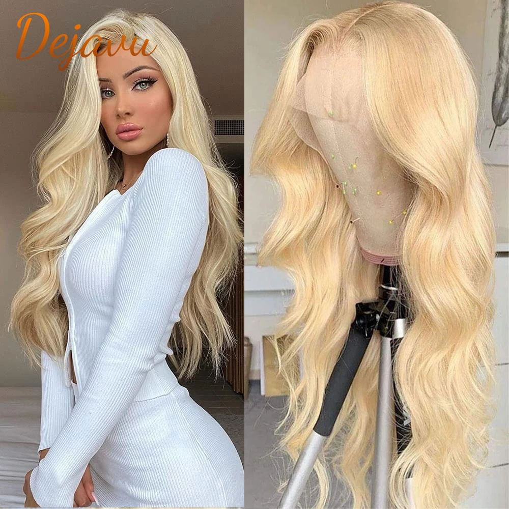 613 loira frente do laço perucas de onda do corpo 13x4 peruca frontal do laço perucas de cabelo humano preplucked linha fina 100% perucas de remy do virgin para as mulheres