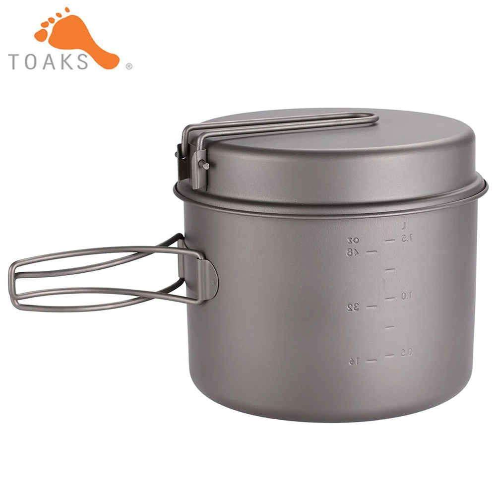 TOAKS Cookware Set Ultralight Titanium Pot Frying Pan Outdoor Camping Titanium Bowl Titanium Cup Picnic 1100ml, 1300ml, 1600ml 4