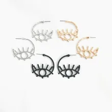 Милые геометрические простые металлические сережки с очками популярная личность преувеличенные серьги C слово полые серьги