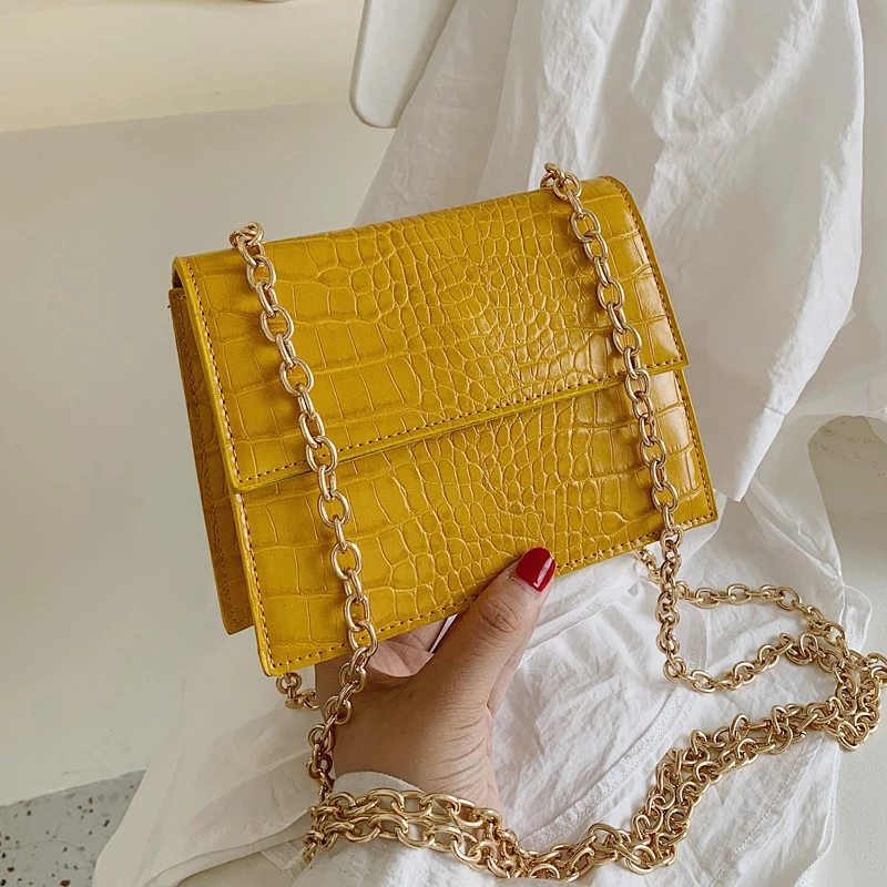 Mini Small Crocodile Pattern Crossbody Bags For Women Double Chains Shoulder Fashion Alligator Flap Bag Messenger | Багаж и сумки
