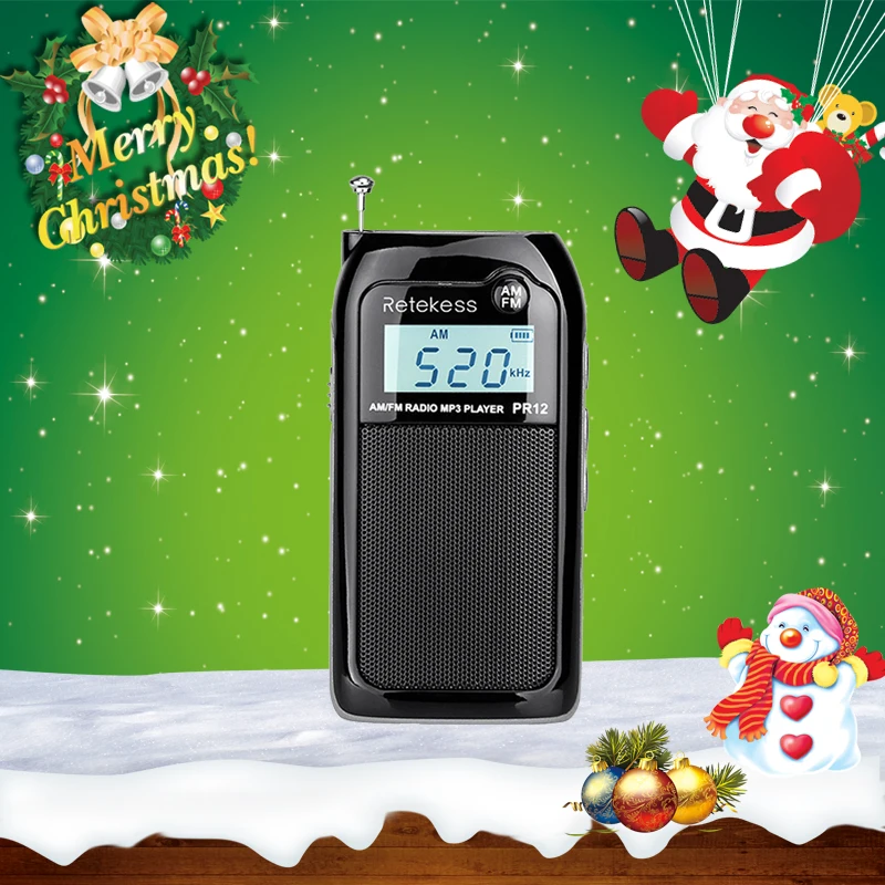 

Retekess PR12 Mini Pocket Radio FM AM Digital Tuning Radio Receiver 9K/10K MP3 Music Player Rechargeable Battery Portable Radio