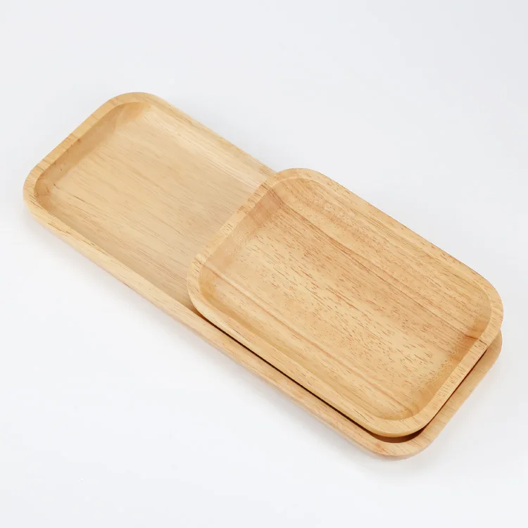 Прямоугольная форма резиновый деревянный ящик для хранения фруктов блюдо, тарелка чайный лоток деревянный десертный ужин тарелки для хлеба
