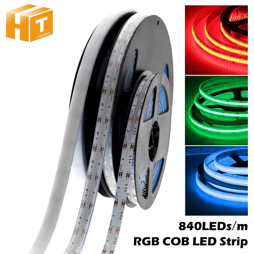 Светодиодная лента RGB COB 840 светодиодов 10 мм 12 В постоянного тока 24 гибкая высокая