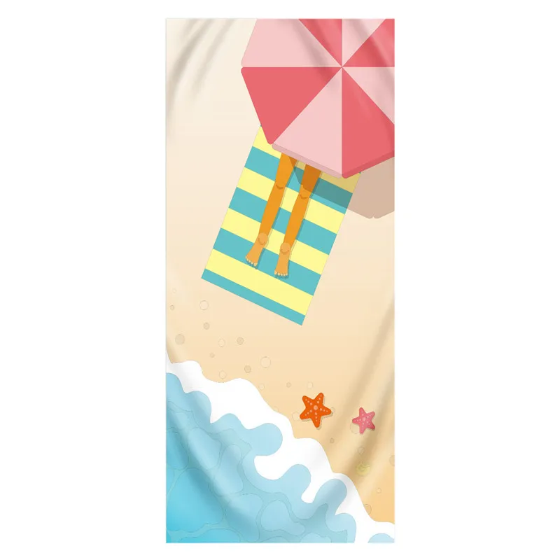 

2020 New European And American Rectangular Retro Hand-painted Microfiber Printed Seaside Pool Beach Towel Bath Towel