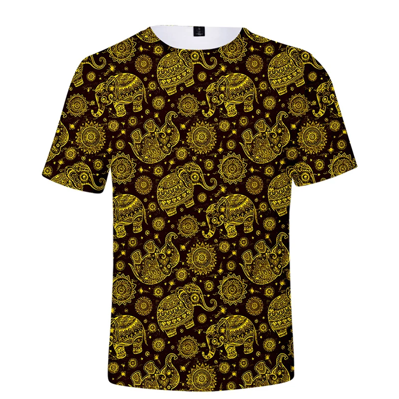 

Футболка в стиле Харадзюку с изображением индийского слона, модные мужские и женские футболки, топы с круглым вырезом и коротким рукавом, 3d футболки, женская одежда