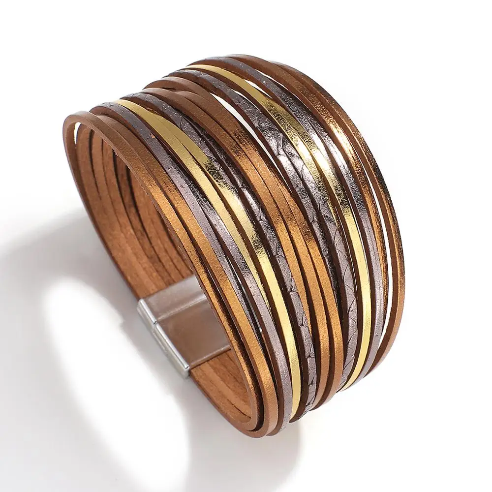 Boho Thin Strip Multilayer Leather Bracelets for Women Men Fashion Multicolor Shred Wrap Bracelet Simple Unisex Jewelry Leather Bracelet