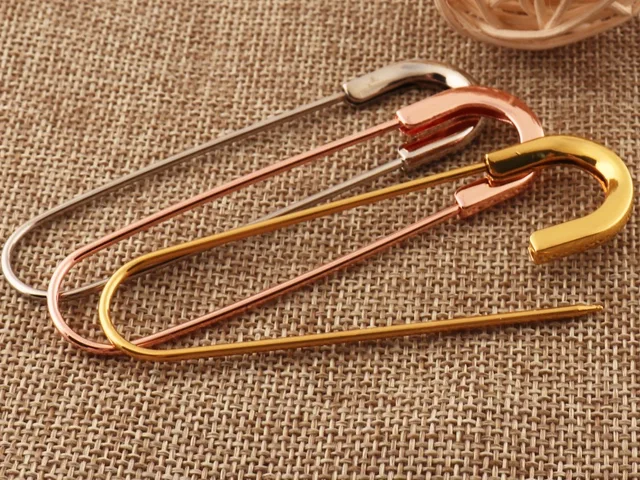 Large Craft Safety Pins Gold/Rose Gold Plated Safety Pin Brooch Stitch  Markers,Metal Safety Pins Loops Charms Jewelry-4(10cm) - AliExpress