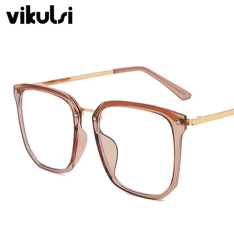 Fashion Clear Glasses Frame Women Vintage Transparent Square Brand Plastic Metal Frames Nerd Fake Optical | Аксессуары для одежды