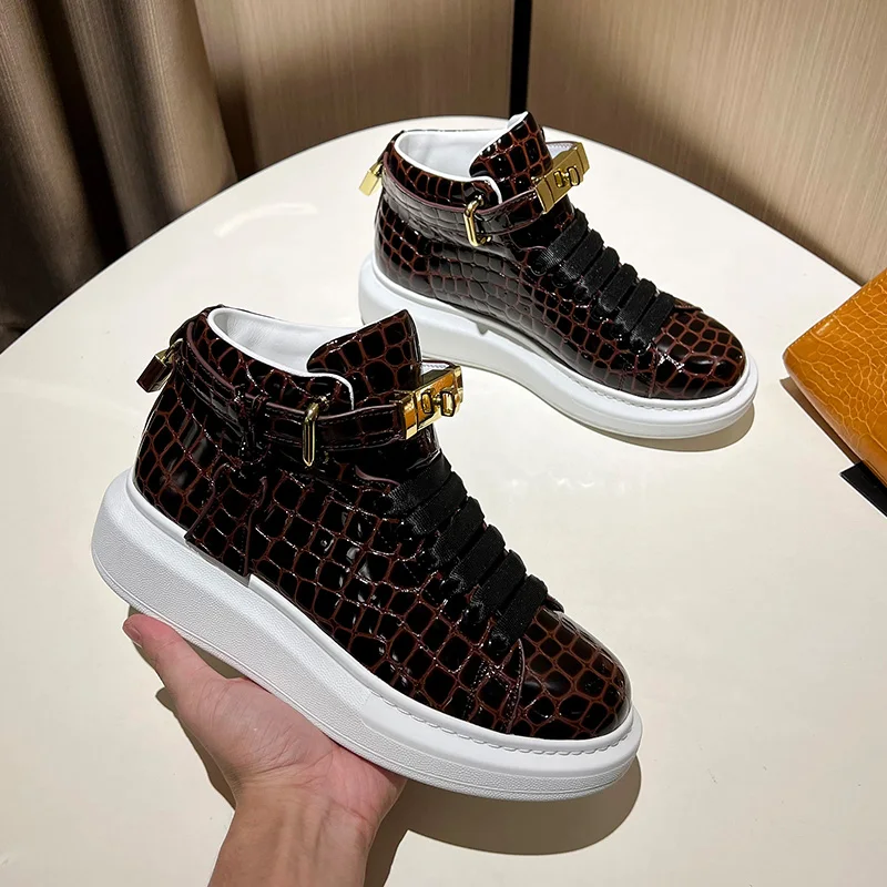 High Top Trainer Lacing Patterns Men Alligator Pattern High Top
