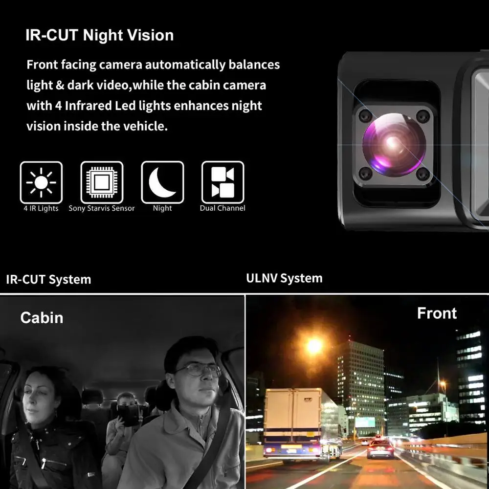ELEBEST Автомобильная камера WiFi GPS 1080P передний/Внутренний двойной объектив