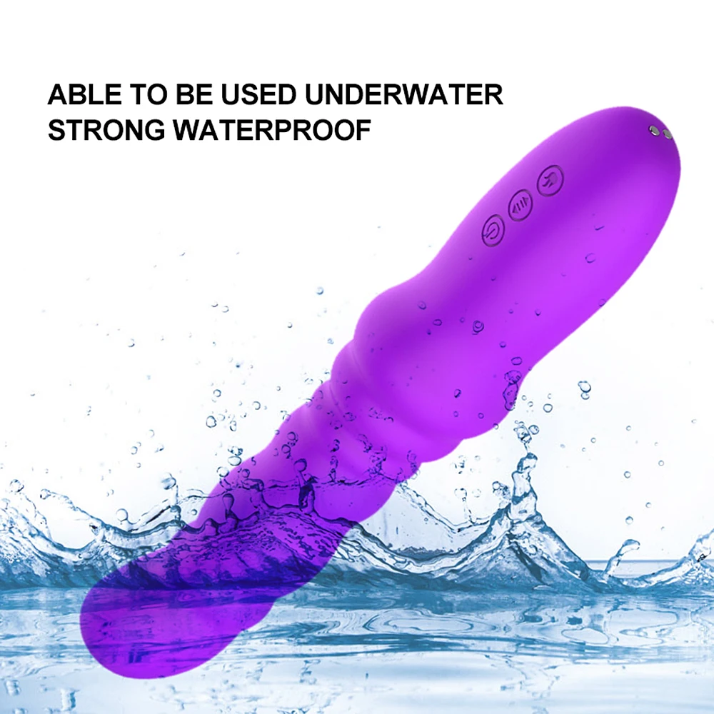 Телескопический вибратор с двойным мотором 10 скоростей толкающий фаллоимитатор