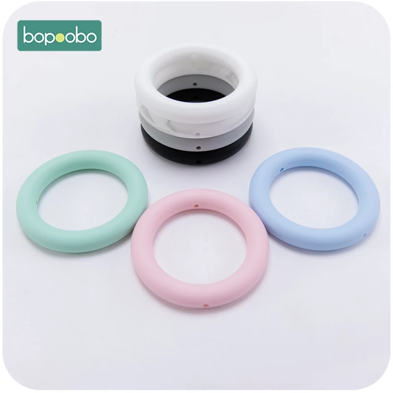 

Bopoobo 65mm Silicone Ring Teether Chewable BPA Free Safe And Natual Teething Accessories DIY Crafts Baby Crib Toy Baby Teether