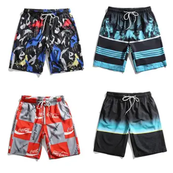 

2020 New Men's shorts Beachwear Cool Board Print Shorts Quick Dry Watersport Beach Shorts Lining Drawstring Shorts