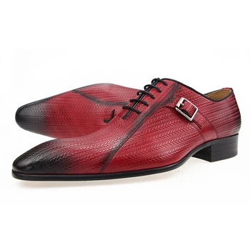 

2020 shoes men wedding shoes Genuine Brock shoes for Lace up men shoe Cow leather sapato dress office shoes men printing