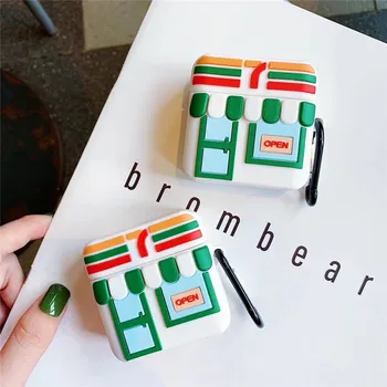

For Airpods Case Cartoon 711 Convenience Store Stereo Wireless Bluetooth Headset Set For Airpods 1/2 Soft Case Charging Box