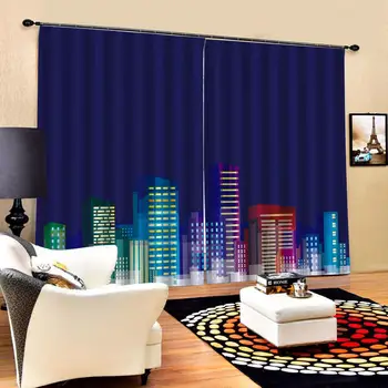 

blue curtains building curtains 3D Blackout Curtains For Living room Bedding room Drapes Cotinas